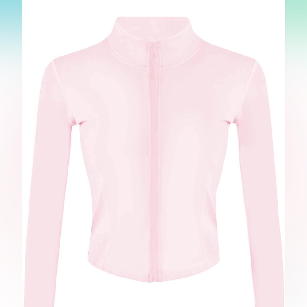 Pink zip up jacket - very flattering